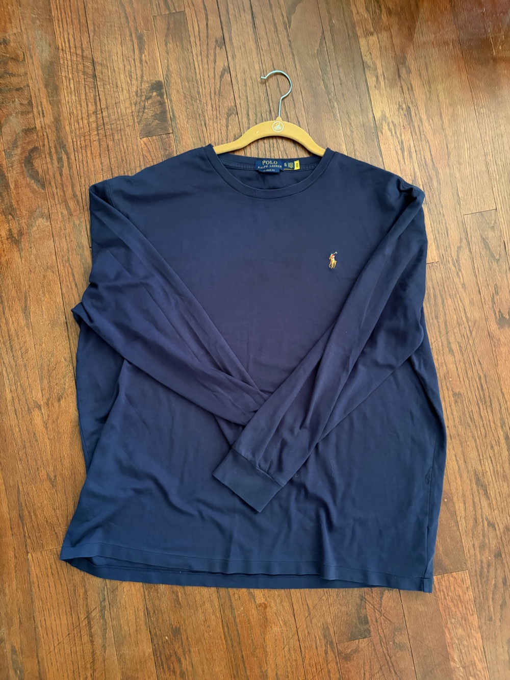 Ralph Lauren Men's Long Sleeve Shirt in Navy with Gold Pony Logo